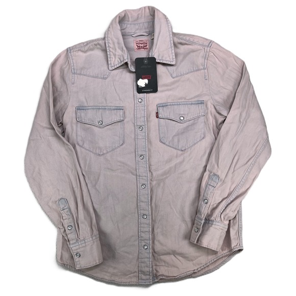 Levi Strauss & Co. Tops - Levi Strauss Co Womens Pink Standard Fit Western Denim Shirt XS